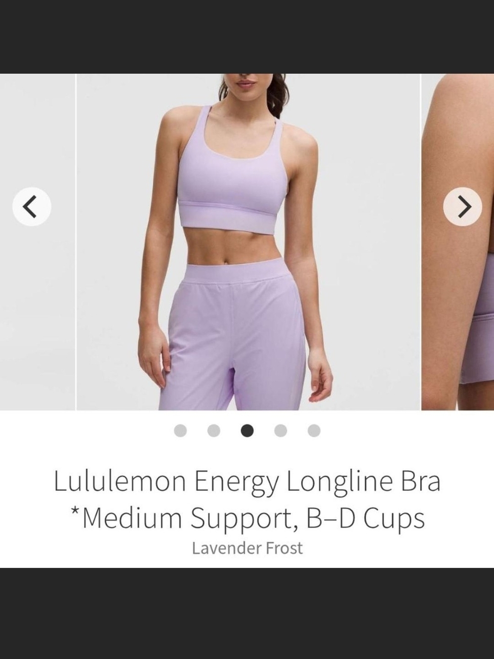 NWT Lululemon Athletica Energy Longline Bra - Lavender Frost